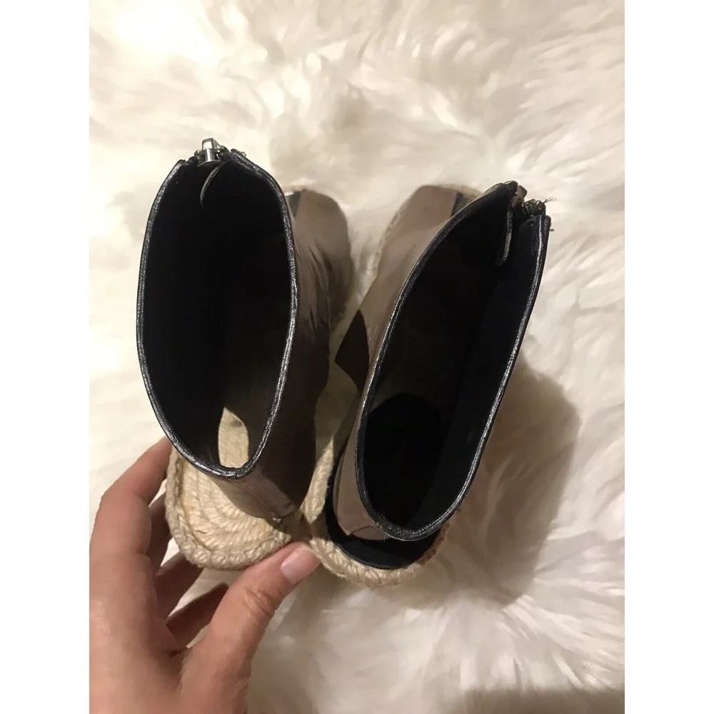 Celine Paris Taupe Zip-Up Espadrille Wedges Women’s sz 37 US 7
